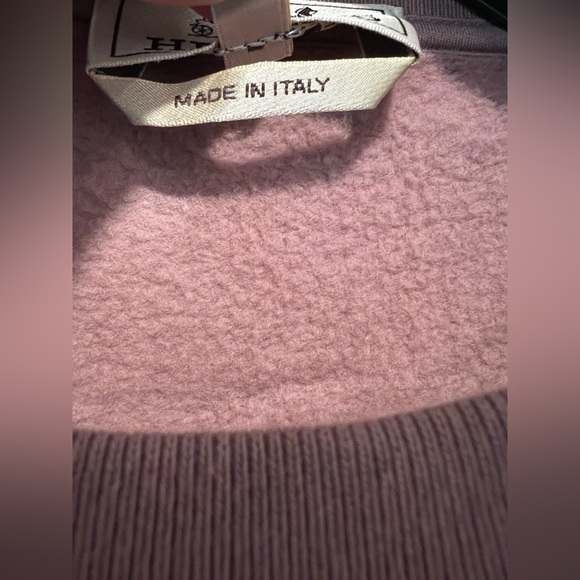 Hermes Sweatshirt with Puzzle Equestre horse lambskin patch size L mauve pink - Picture 5 of 11